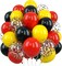 12Inch Red Yellow Black Balloons, Mouse Color Helium Party Balloon Yellow Red Black Latex Balloons with Cartoon Mouse Coffetti Balloon for Race Car Birthday Baby Shower Carnival Party Decorations